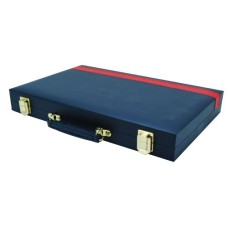 Backgammon 38 cm blauw m.rode bies. Backgammon 38 cm blauw m.rode bies.