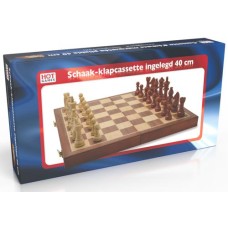 Schaak-klapcassette hout ingelegd 40 cm.