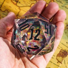 Dobbelsteen D20 Liquid Glitter 55mm.doos