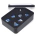 Dobbelst.Set Metaal Draak Silver/Blauw Tin Doosje