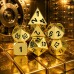 Dobbelst.Set Metaal Goud Tin doosje