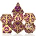 Dobbelst.Set Metaal Goud/paars pijlen tin doosje