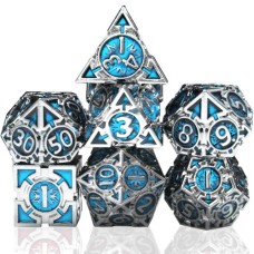 Dobbelst.Set Metaal Silver/Blauw pijlen