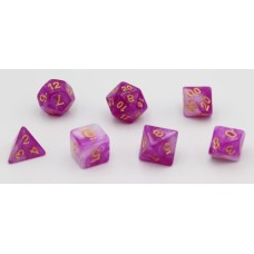 Dobbelstenen Stardust Paars/Wit 7set