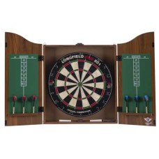 Dartkast bruin incl. dartbord en 2 sets 18gr darts