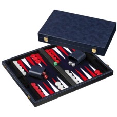 Backgammon Blauw ingelegd vilt 38,5 cm