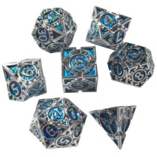 Dobbelst.Set Metaal Silver/Blauw pijlen