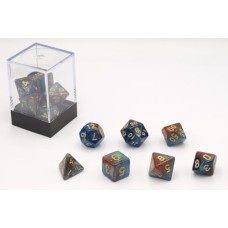 Dobbelstenen Stardust Blauw/Amber 7set Dobbelstenen Stardust Blauw/Amber 7set